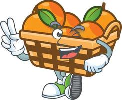 Basket oranges cartoon character style vector