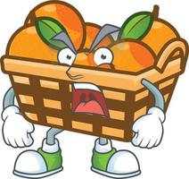 Basket oranges cartoon character style vector