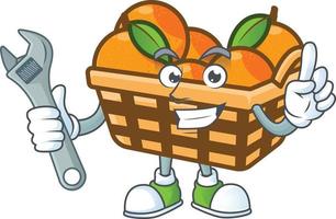 cesta naranjas dibujos animados personaje estilo vector