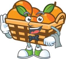 Basket oranges cartoon character style vector