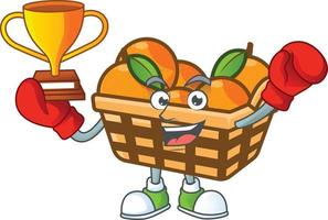 Basket oranges cartoon character style vector