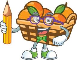 Basket oranges cartoon character style vector