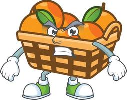 Basket oranges cartoon character style vector