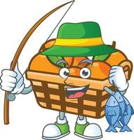 Basket oranges cartoon character style vector