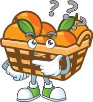 Basket oranges cartoon character style vector