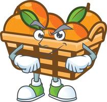 Basket oranges cartoon character style vector