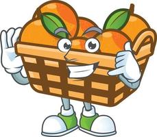 cesta naranjas dibujos animados personaje estilo vector