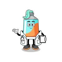 Cartoon mascot of toothpaste doctor vector