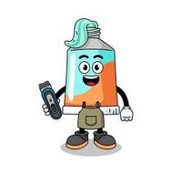Cartoon Illustration of toothpaste as a barber man vector