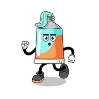 running toothpaste mascot illustration vector