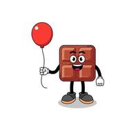 Cartoon of chocolate bar holding a balloon vector