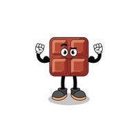 Mascot cartoon of chocolate bar posing with muscle vector