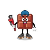 chocolate bar illustration cartoon as a plumber vector