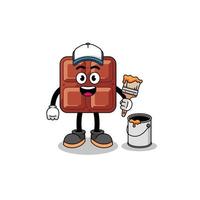 Character mascot of chocolate bar as a painter vector