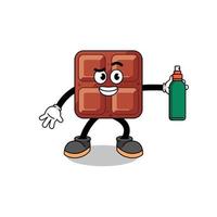 chocolate bar illustration cartoon holding mosquito repellent vector