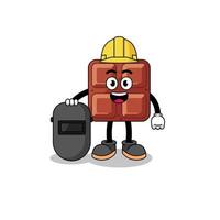 Mascot of chocolate bar as a welder vector