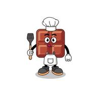 mascota ilustración de chocolate bar cocinero vector