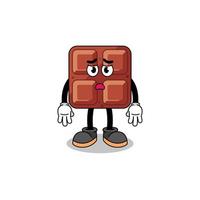 chocolate bar cartoon illustration with sad face vector