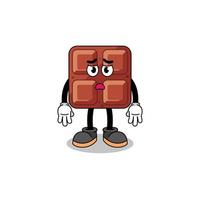 chocolate bar cartoon illustration with sad face vector