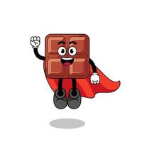 chocolate bar cartoon with flying superhero vector