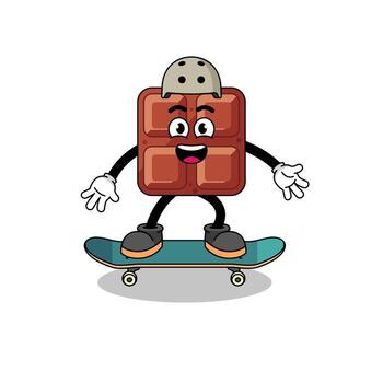 chocolate bar mascota jugando un patineta vector