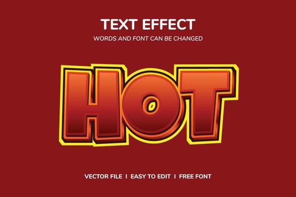 hot text effect template with 3d style