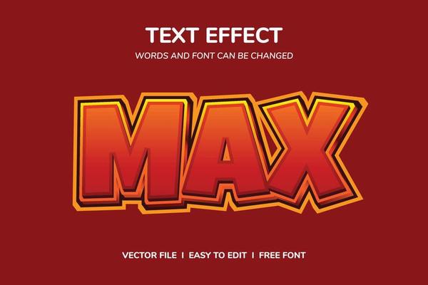 max text effect template with 3d style