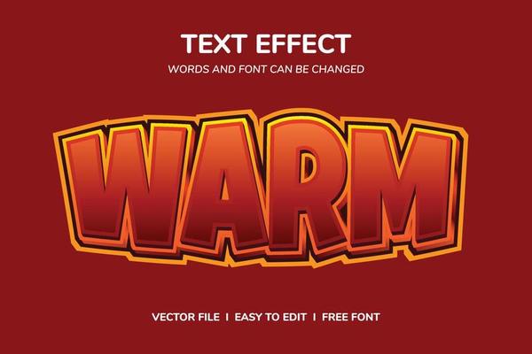 warm text effect template with 3d style