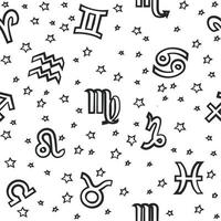 Flat background with signs of the zodiac. Astrology seamless pattern with zodiac signs vector