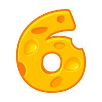 Cheese number 6. Six font kids number.Vector Figure 6 vector