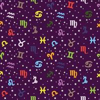 Colored Background with signs of the zodiac. Astrology seamless pattern with zodiac signs. vector