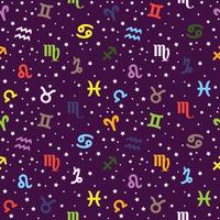 Colored Background with signs of the zodiac. Astrology seamless pattern with zodiac signs. vector