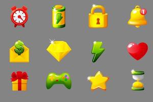 Set of game icons for UI. Vector GUI elements for mobile app