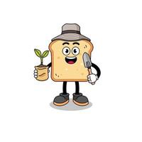Illustration of bread cartoon holding a plant seed vector