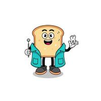 Illustration of bread mascot as a dentist vector