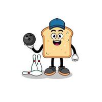 Mascot of bread as a bowling player vector