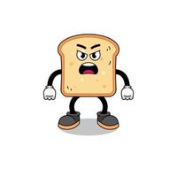 bread cartoon illustration with angry expression vector