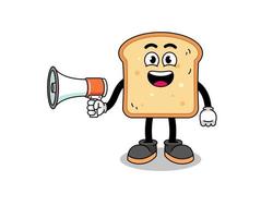 bread cartoon illustration holding megaphone vector