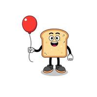 Cartoon of bread holding a balloon vector