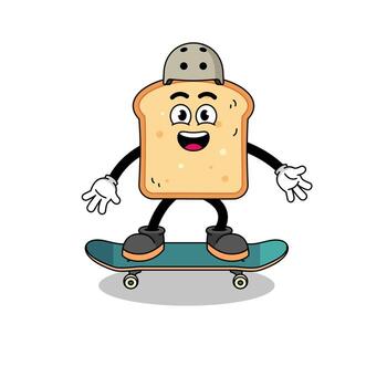 un pan mascota jugando un patineta vector