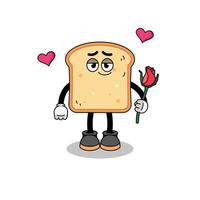 bread mascot falling in love vector