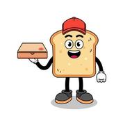 bread illustration as a pizza deliveryman vector