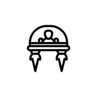 Alien and flying saucer icon isolated on black. Alien symbol suitable for graphic design and websites on a white background. vector