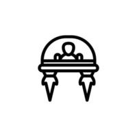 Alien and flying saucer icon isolated on black. Alien symbol suitable for graphic design and websites on a white background. vector