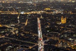 Paris night view aerial panorama photo