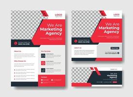 Business agency flyer design, social media post and facebook cover design template vector