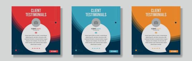 client testimonials social media post design template. client feedback template design vector