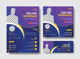 Online webinar flyer design, social media post and facebook cover design template vector