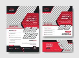 Real estate flyer design, social media post and facebook cover design template vector