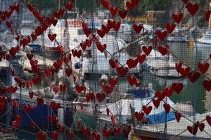 corazón amor mensajes colgando en pescador red foto